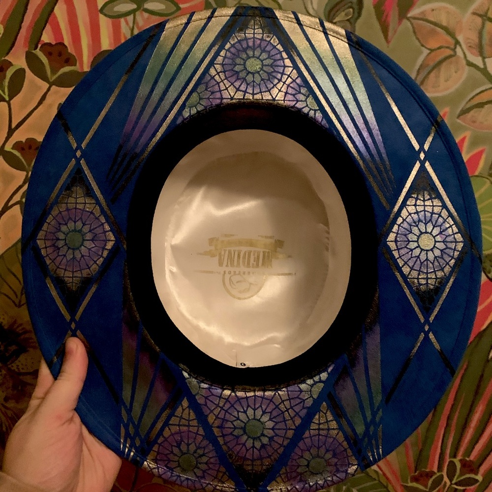Unique OOAK Blue Painted Hat